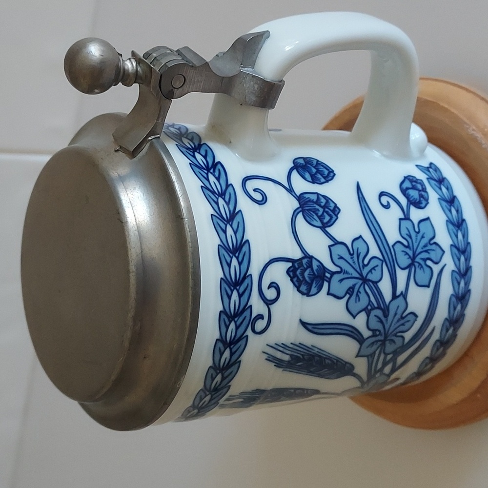 Vintage German Porcelain Beer Stein With Pewter Lid - Schönwald Germany - Picture 13 of 17